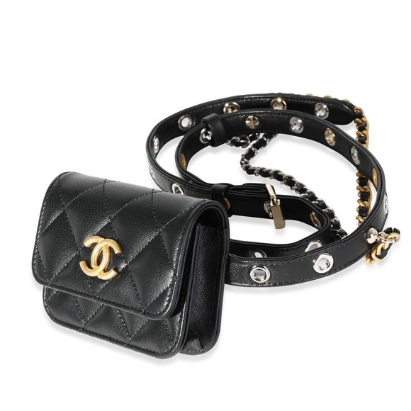 Chanel Black Quilted Goatskin Punk Chain Mini Belt Bag - Picture 2 of 5